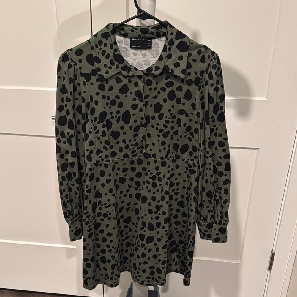 ASOS Green and Black Polka Dot Dress